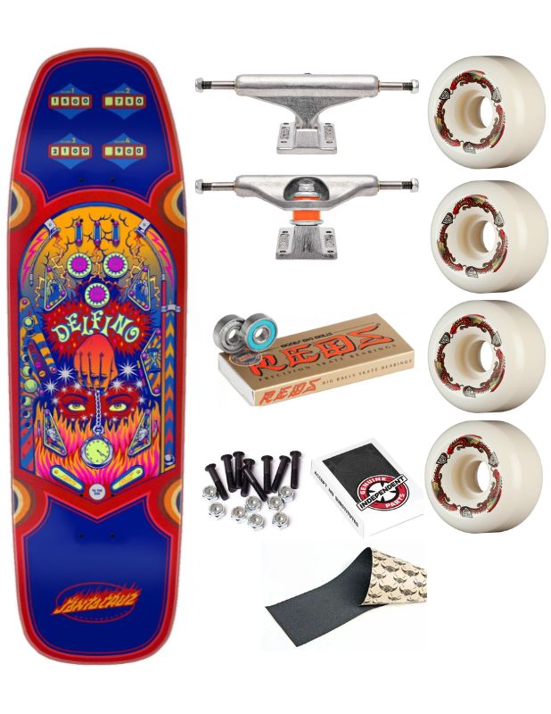 Skateboard Completo Santa Cruz Delfino Pinball Pro Shaped 9.14"