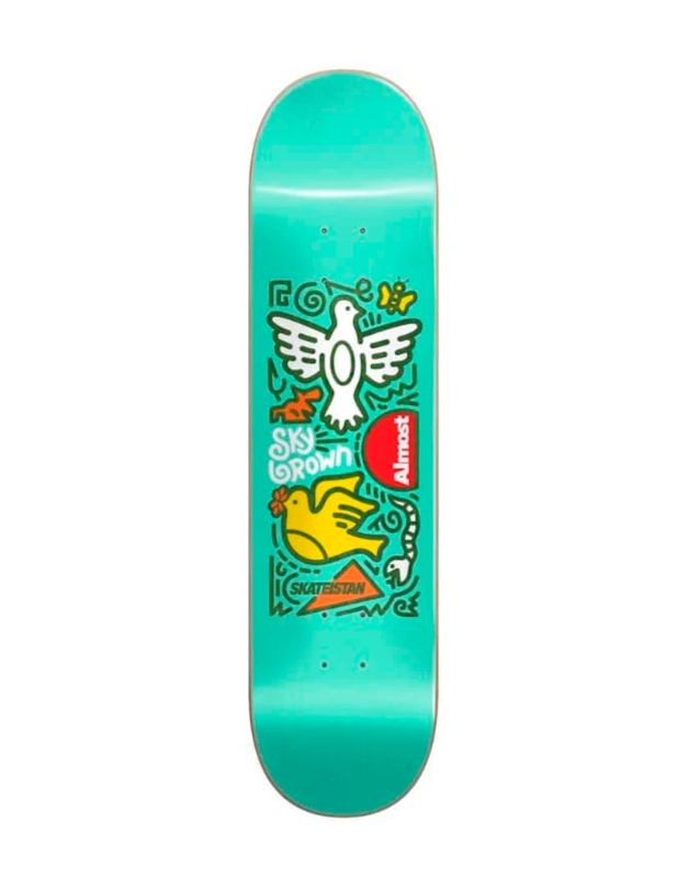 Tabla Skate Almost x Skateistan Sky Brown Doodle R7 Mint 7.75"